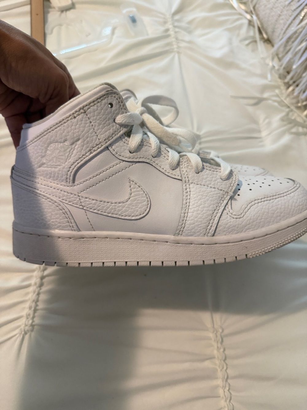 Nike Kids White High-Top Leather Sneakers